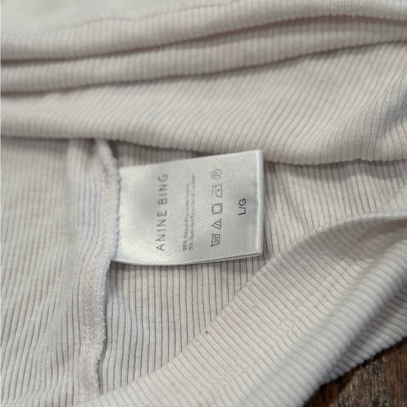 Anine Bing Off White Designer Summer Ribbed Tank Top Wife Beater Size Large - Picture 3 of 5